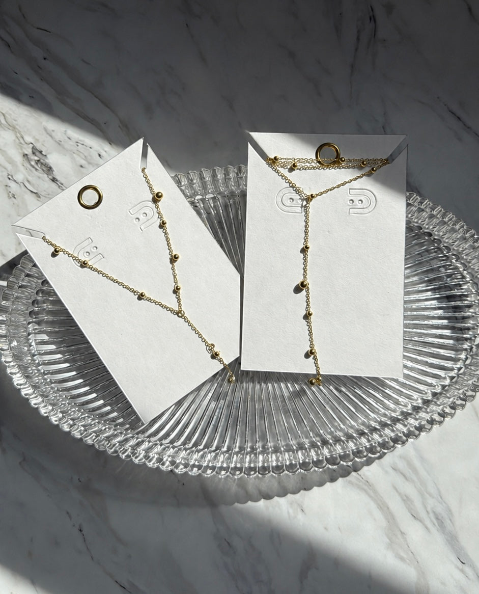 Gold Beaded Y Necklace