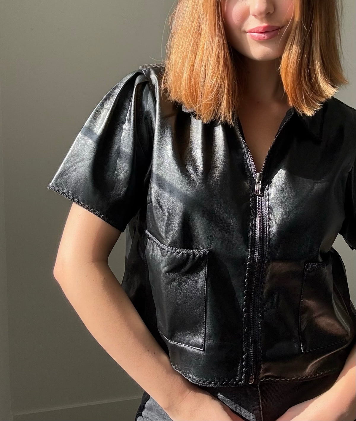 Faux Leather Shirt